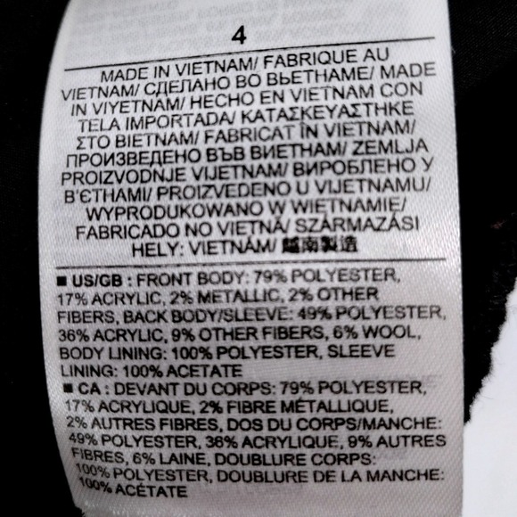 Banana Republic Tweed‎ Moto Jacket Blazer Black Faux Leather Trim Size 4 - Picture 14 of 15